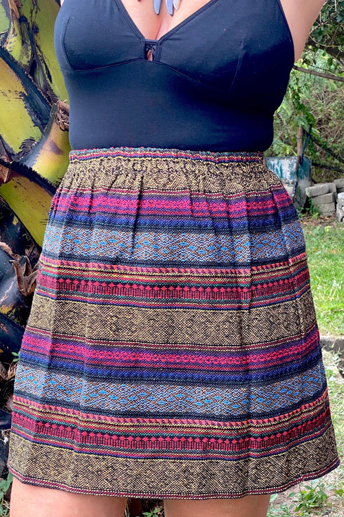 Thai Textile Cotton Skirt- Elastic Waistband- Cleo