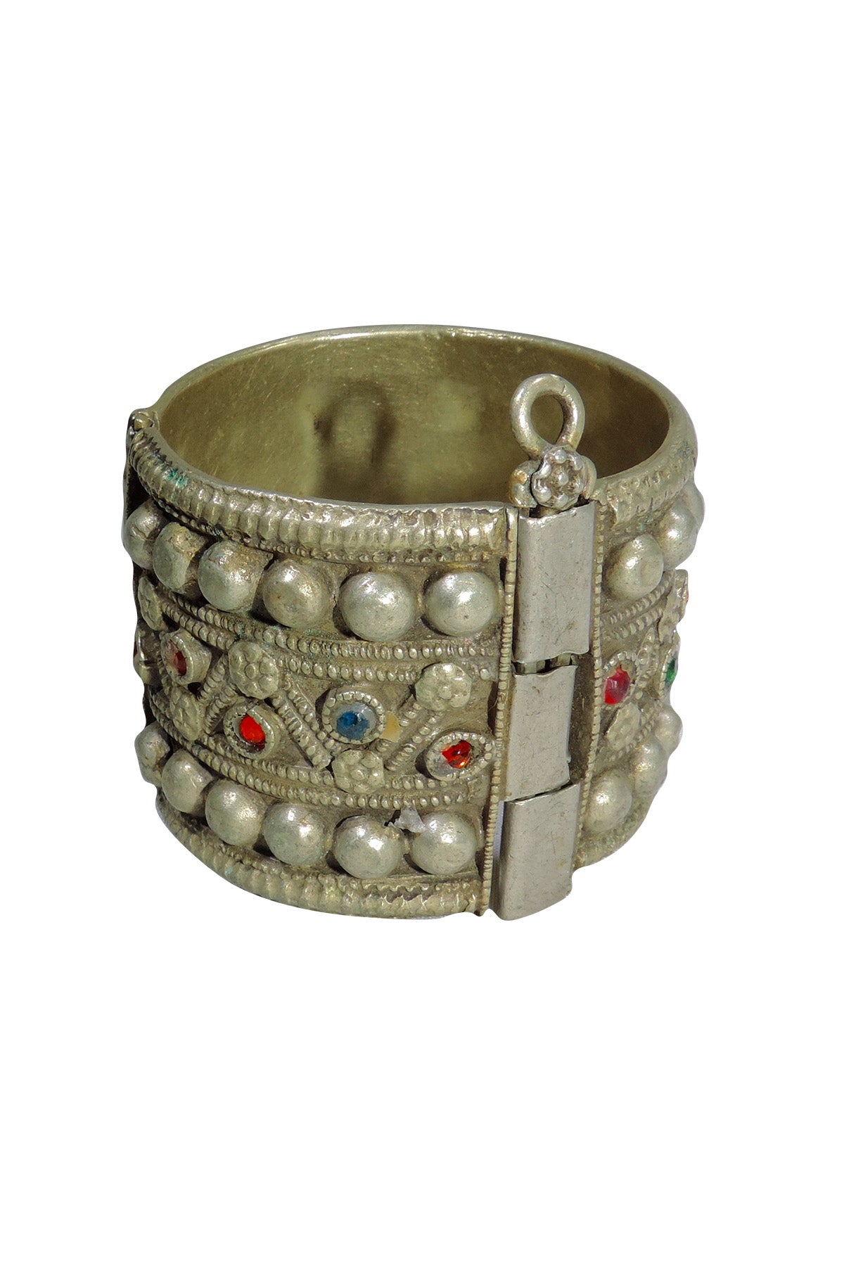 Vintage Turkmen Bracelet With Blue/Red Crystals